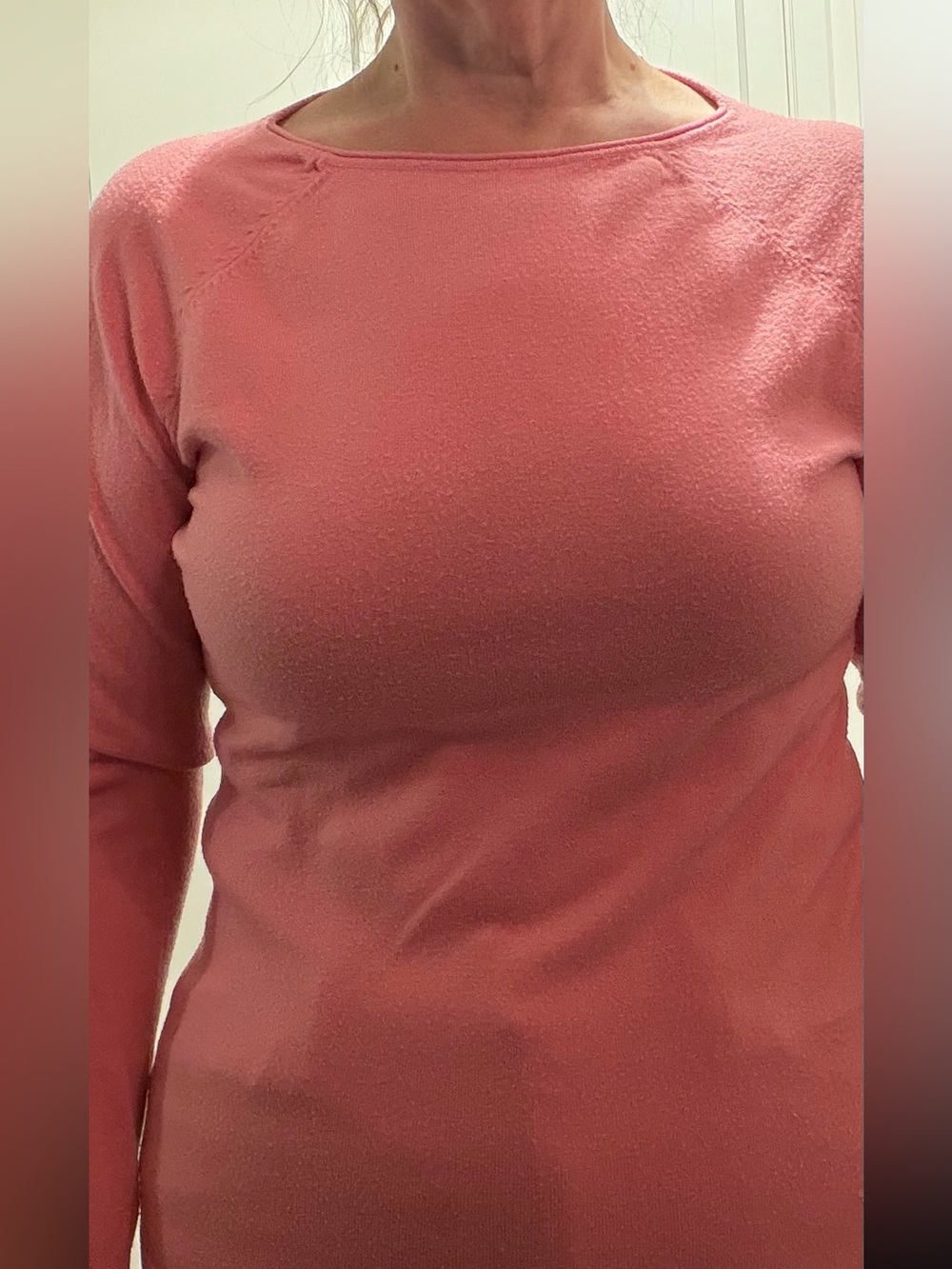 Everyday Long Sleeve Crewneck Top in peach coral